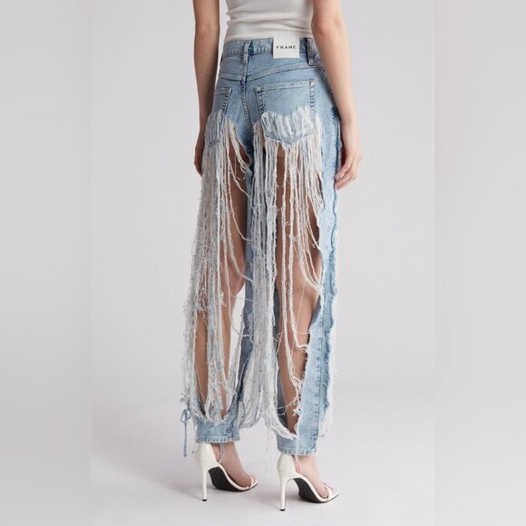 NWT Frame Atelier Shredded High 'n Tight Straight Leg Jeans In Utopia Shred - Picture 2 of 11